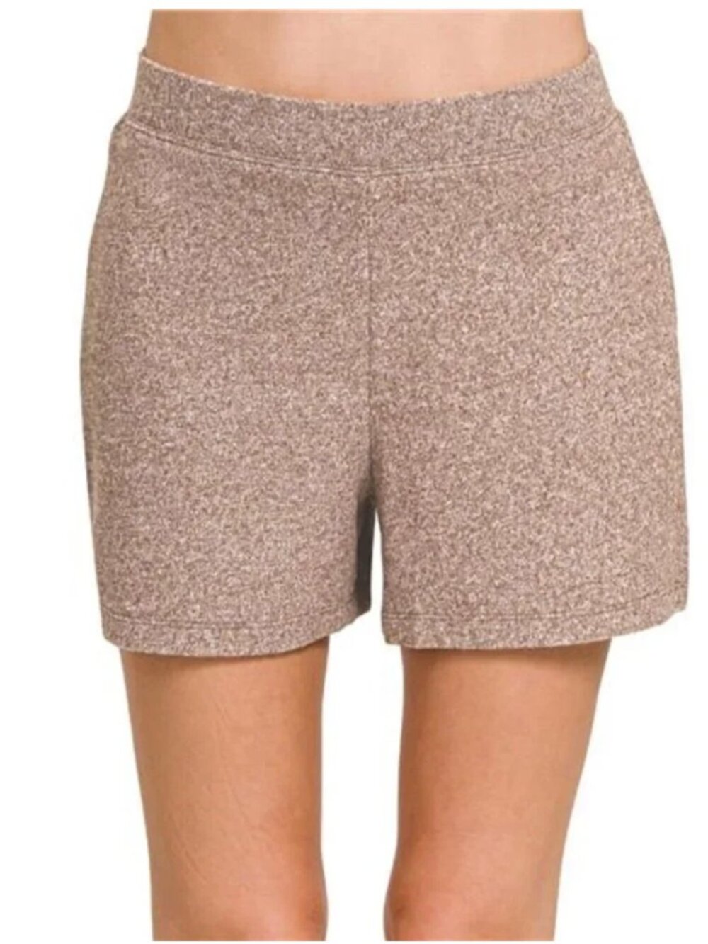 Zenana Soft Melange Hacci‎ Elastic Waisted Shorts Size Large NEW